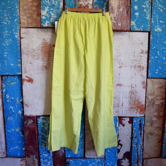 Women's Cable & Gauge Studio Wide Leg Linen Pants Side Slits SMALL Charlock - Picture 6 of 9